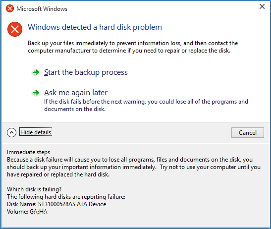 fix hard disk failure on laptop